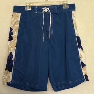 A-52 Men’s Bluewater Beach Blue Floral Swim Shorts Size‎ 34